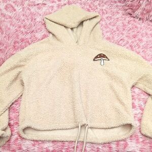 Cream Hooded Top with Mushroom Patch